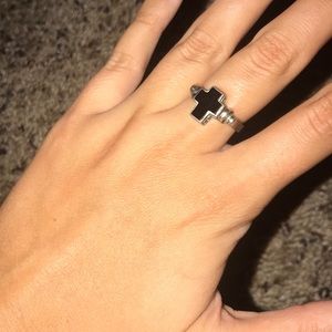Double Sided Silver Cross Ring